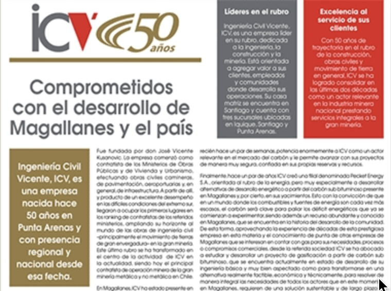 Publicación ICV en Diario La Prensa Austral de Punta Arenas